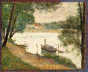 Georges Seurat Gray weather, Grande Jatte, painting